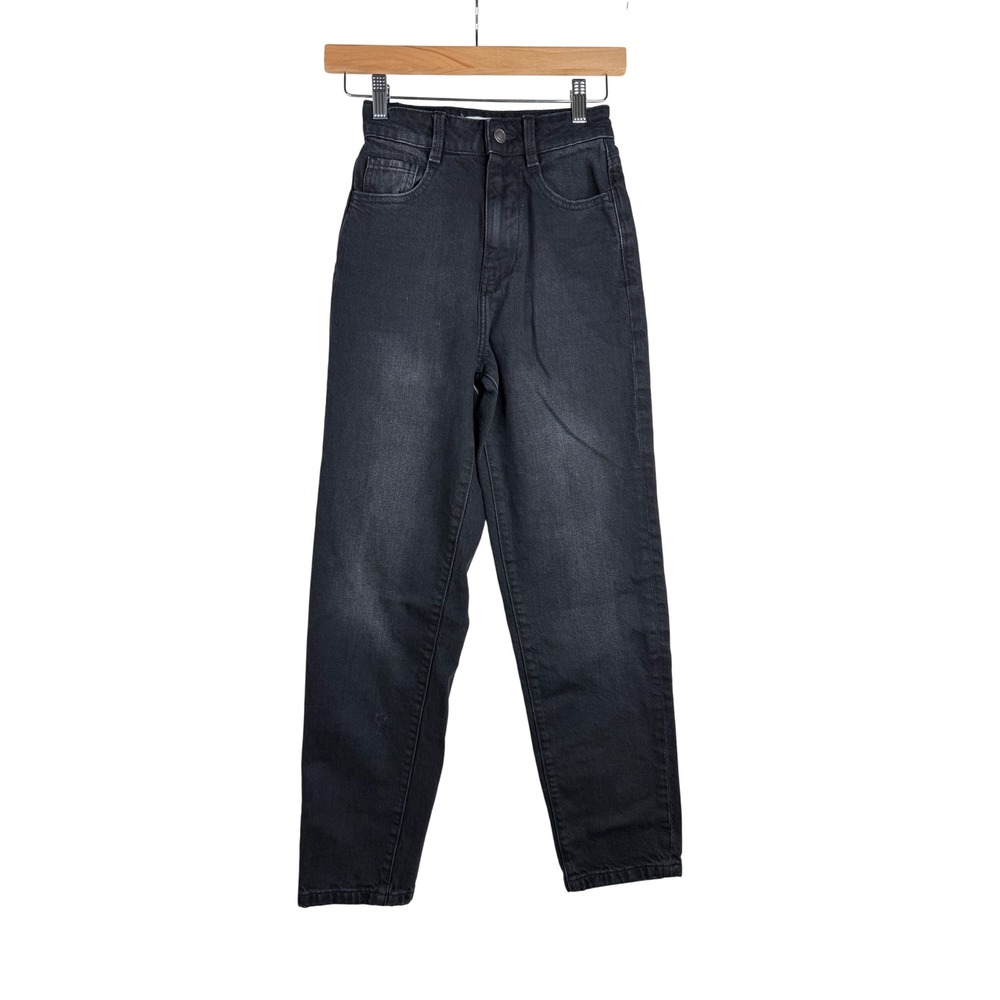 Zara Paperbag Waist Barrel Leg Denim Jeans size‎ 0 Black